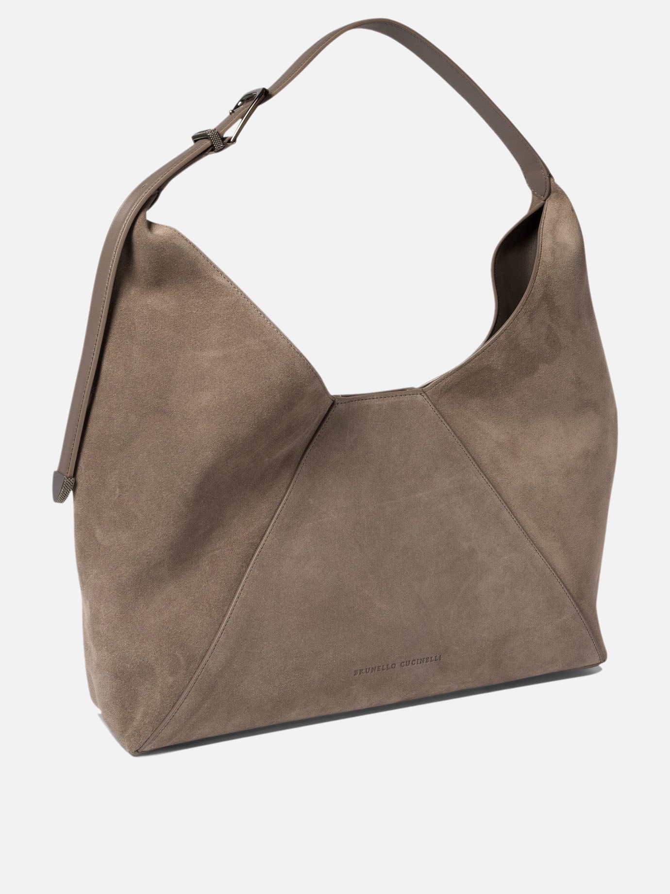 Brunello Cucinelli Sueded calfskin hobo bag Grey