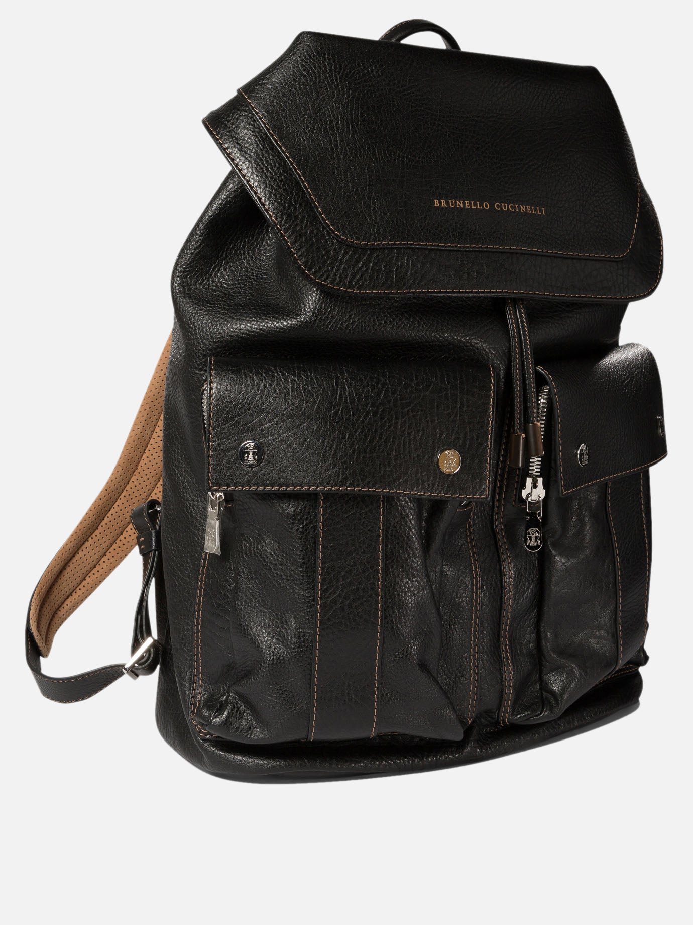 Brunello Cucinelli Grained calfskin leisure backpack Black