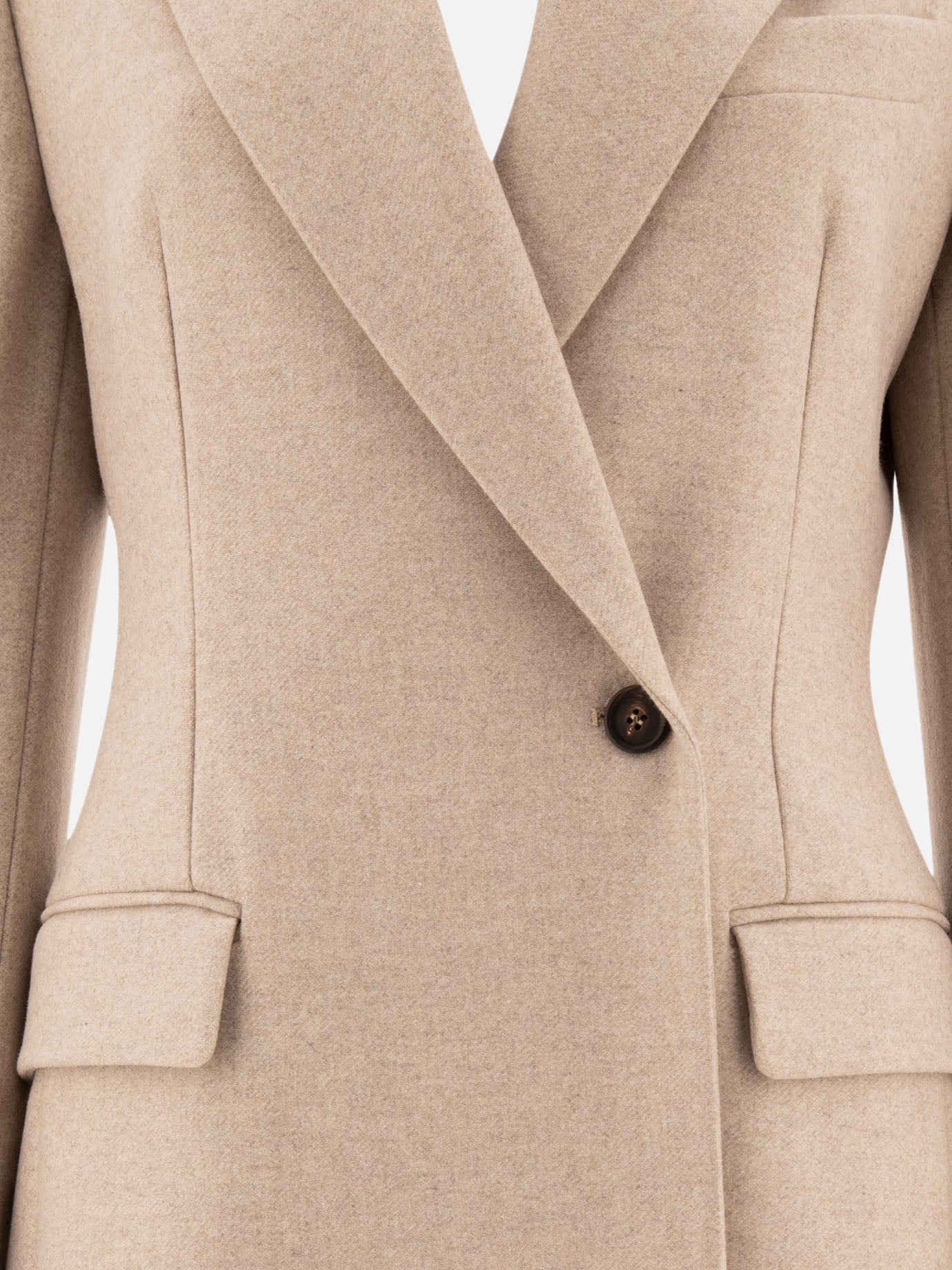 Brunello Cucinelli Lightweight wool cloth coat with monili Beige