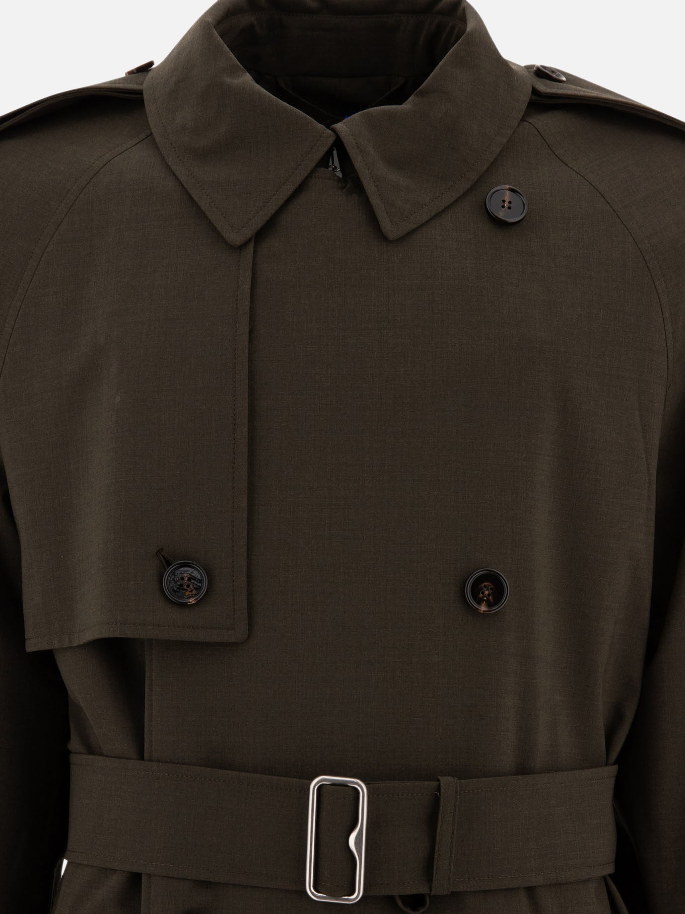 Burberry Long trenchcoat in stretch wool Green