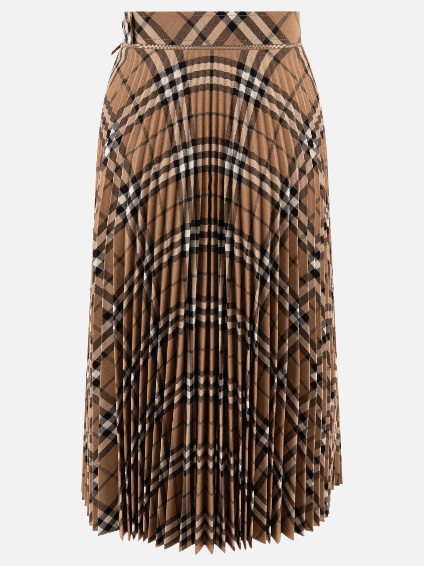 Wool blend pleated Check skirt