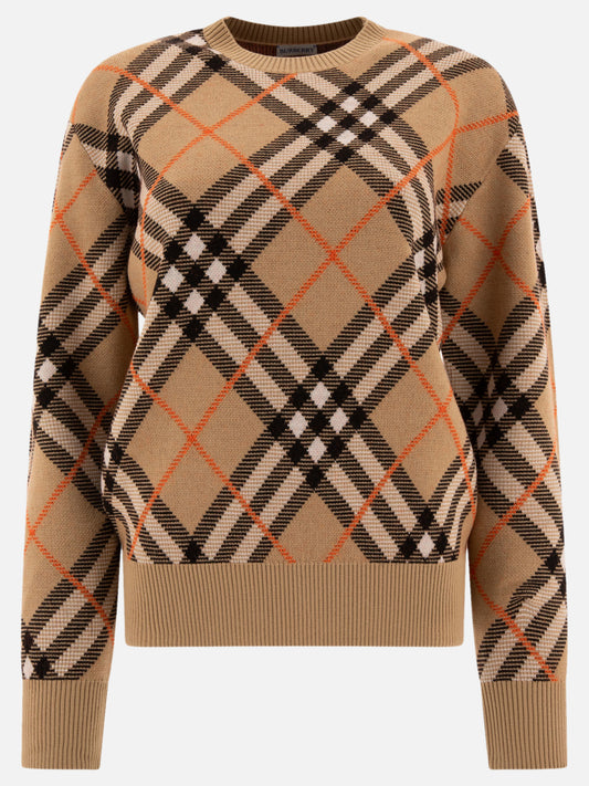 Burberry Check wool blend sweater Beige