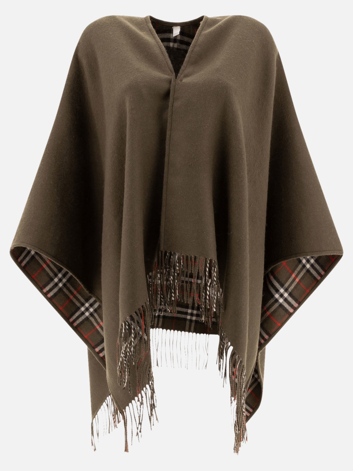 Burberry Reversible cape in Check wool Green