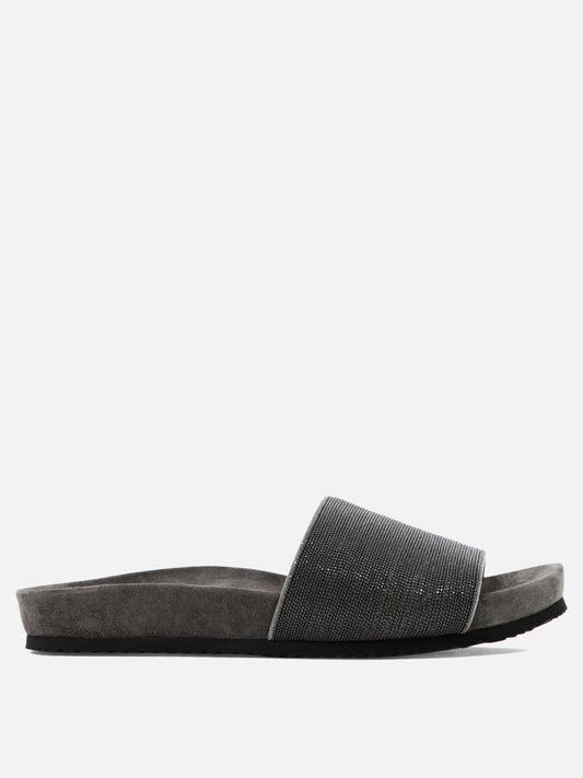 Flat sandals 100% leather 100% rubber  Grey - Brunello Cucinelli Women | PLP | VIETTI Online Store 
