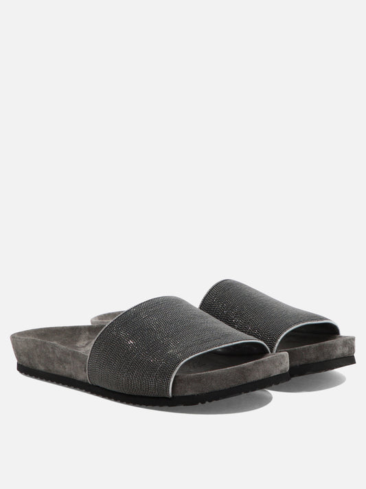 Flat sandals 100% leather 100% rubber  Grey - Brunello Cucinelli Women | PLP | VIETTI Online Store | 2
