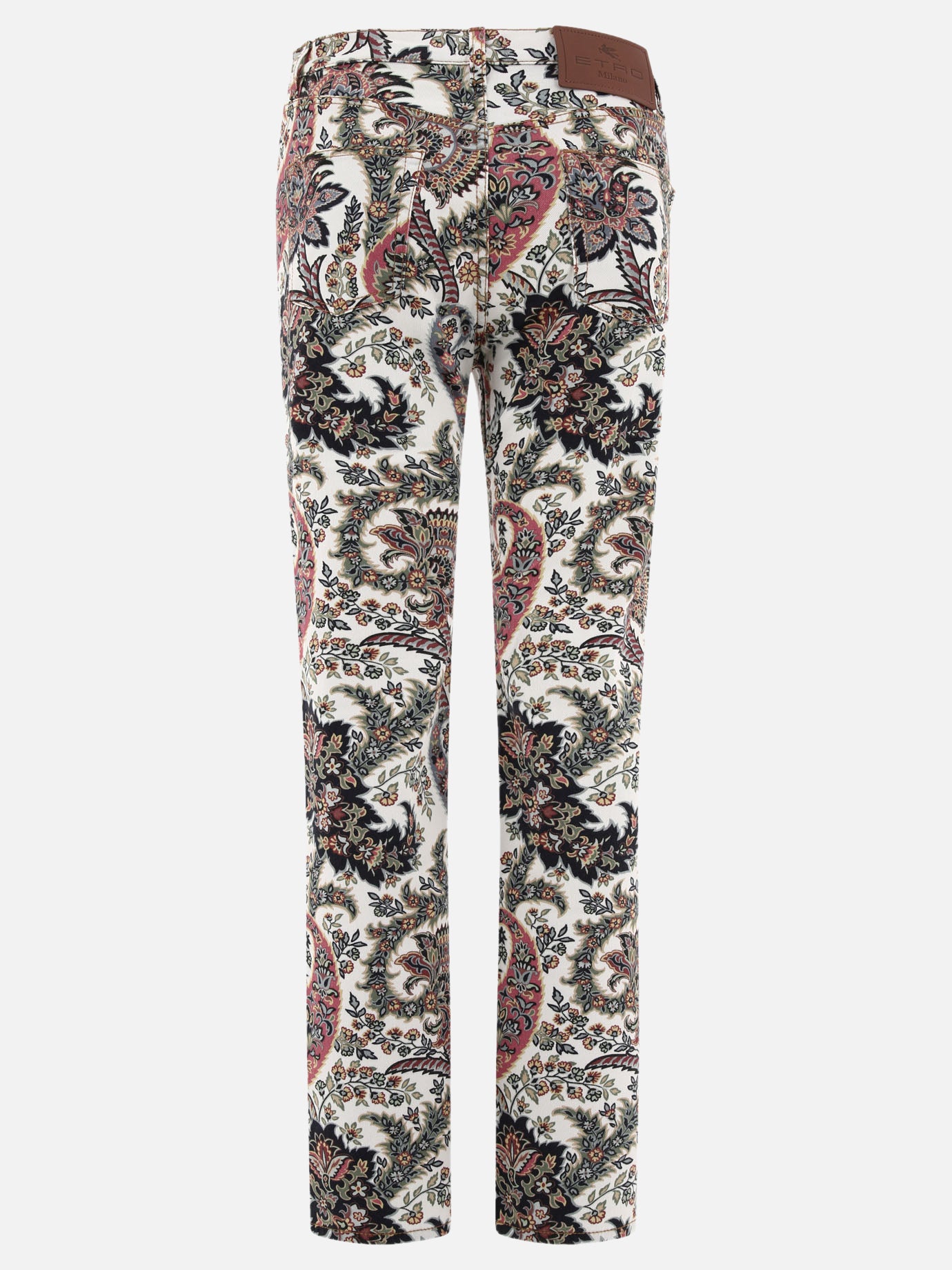 Jeans with multicolor Paisley print