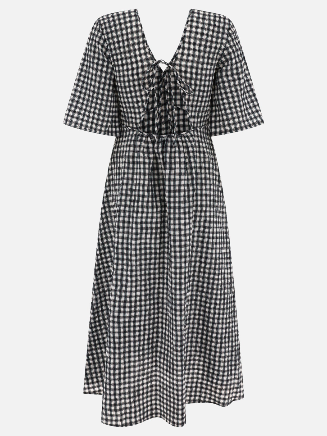 "Seersucker Check" V-neck dress