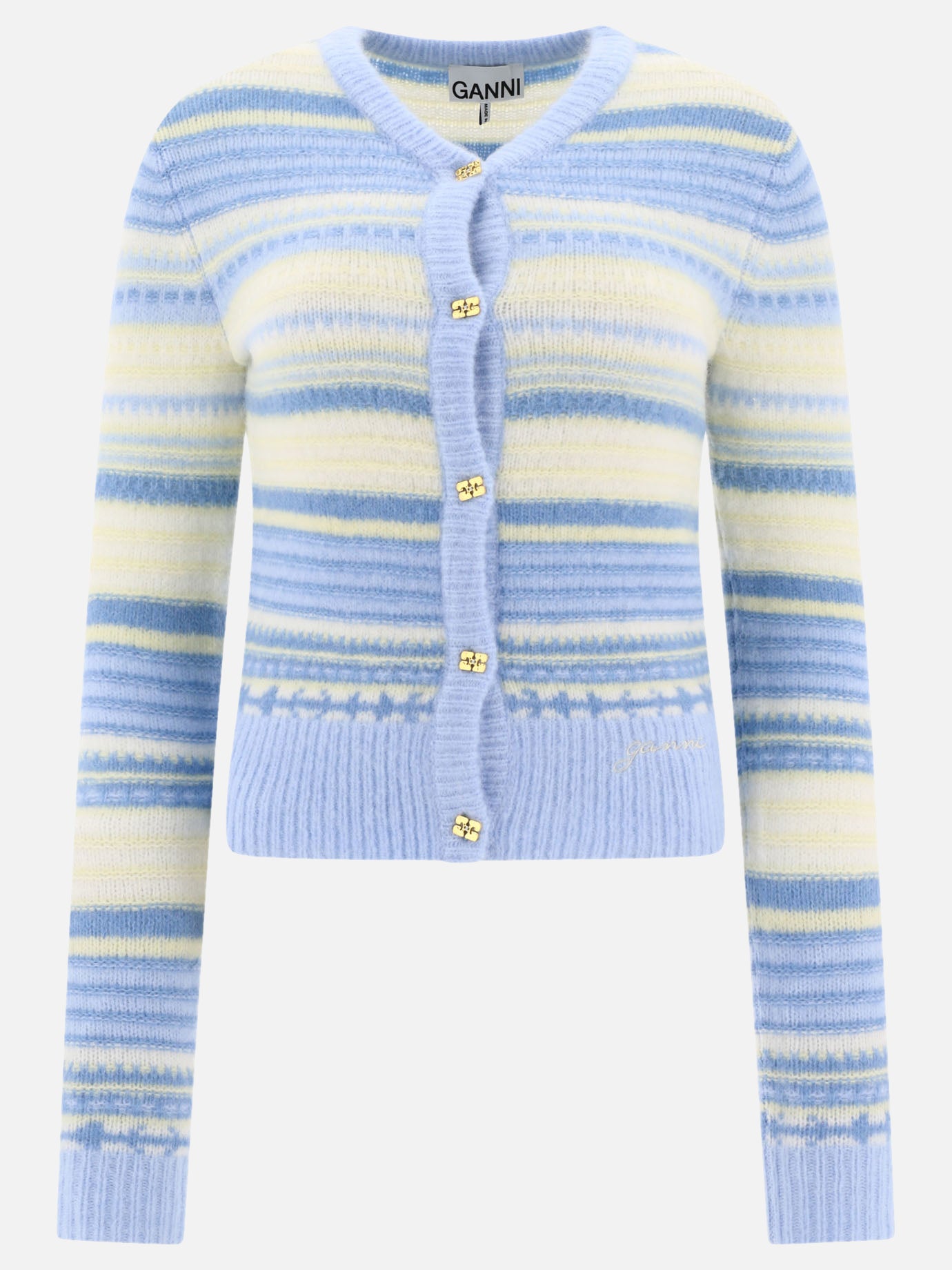 Ganni Striped cardigan Light blue