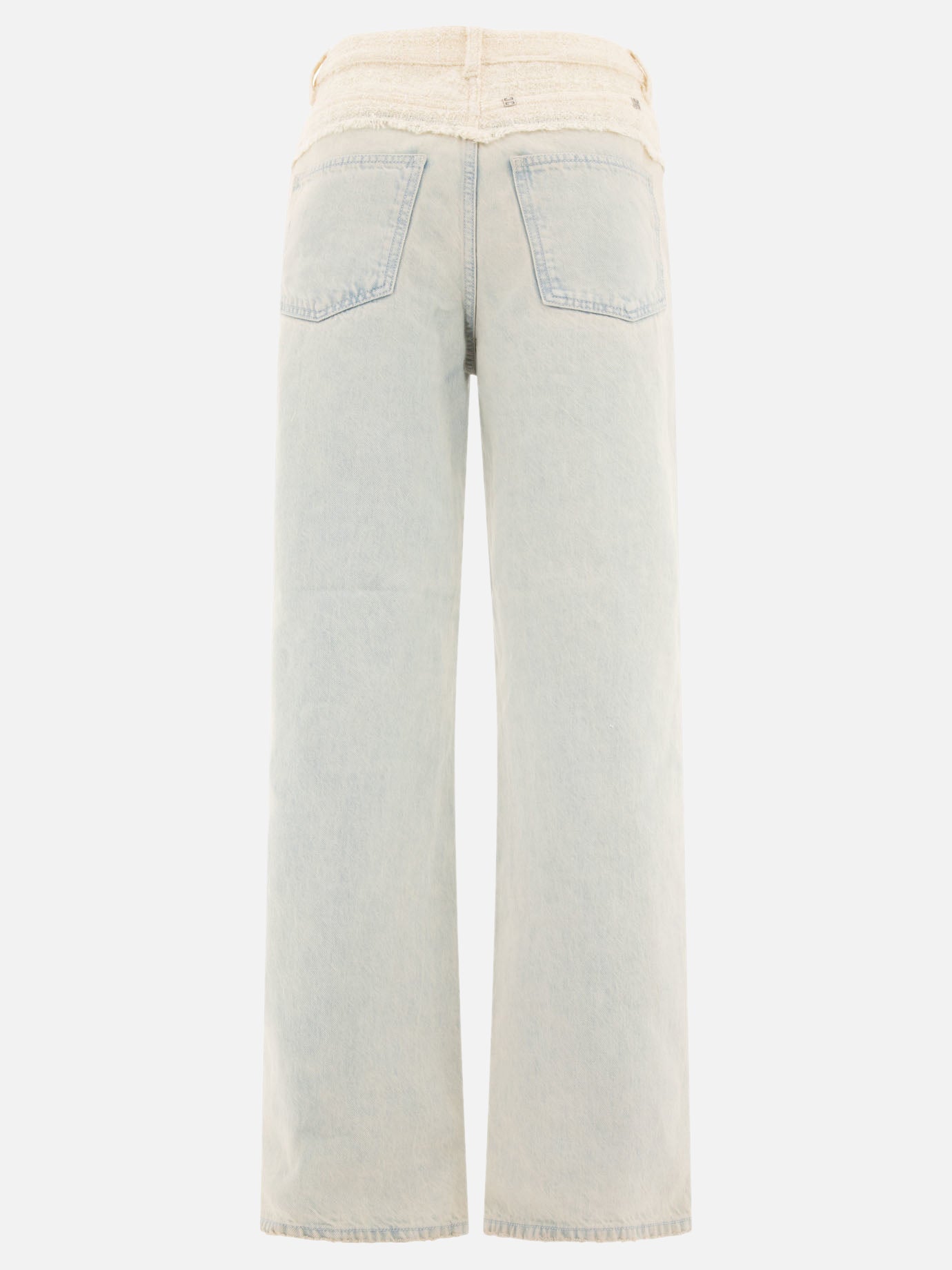 Givenchy Oversized denim and tweed mixed jeans with 4G detail Light blue