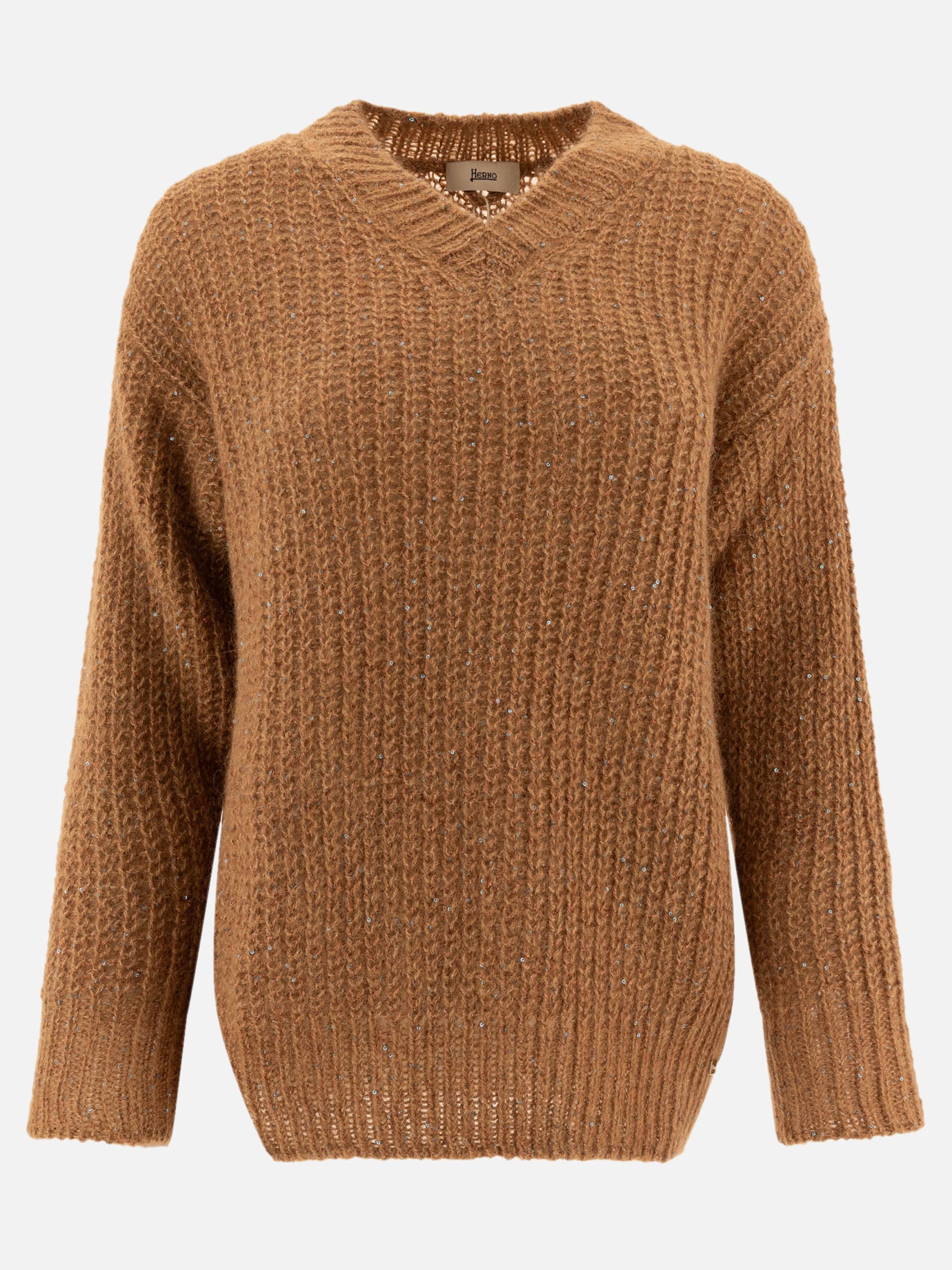 Herno Sweater with sequins Brown