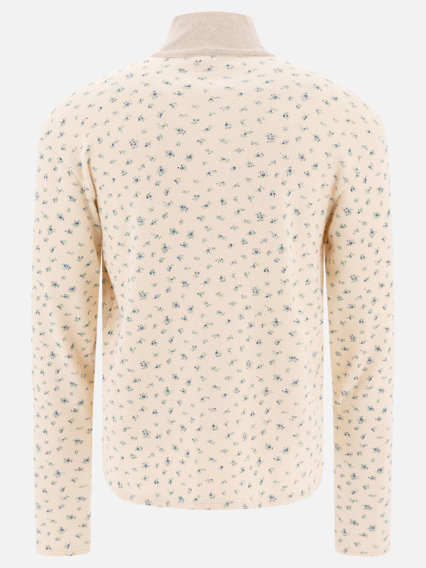 KAPITAL "Small Flower" half-zip sweatshirt Beige