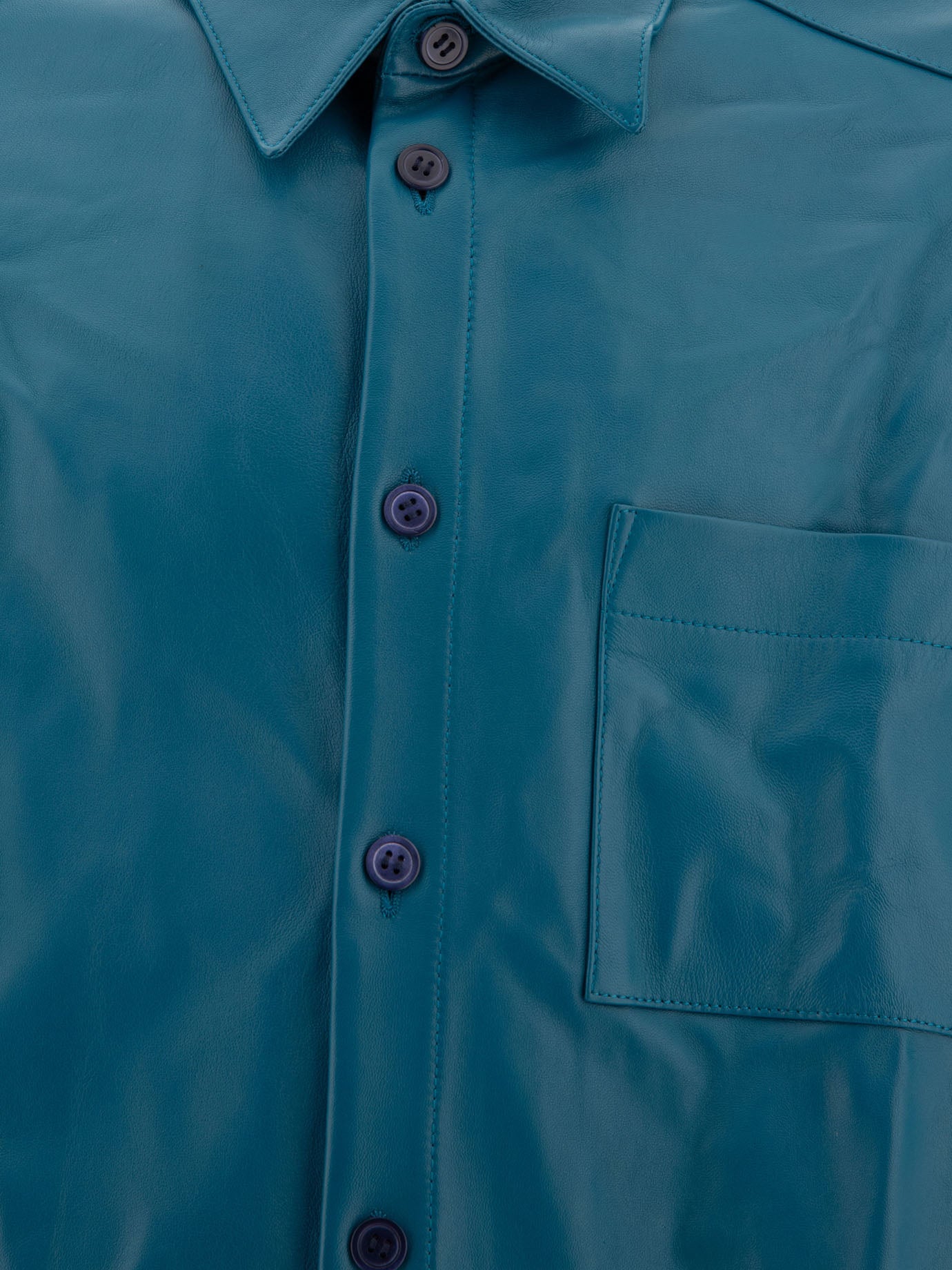 Marni Leather shirt with chest pocket Blue