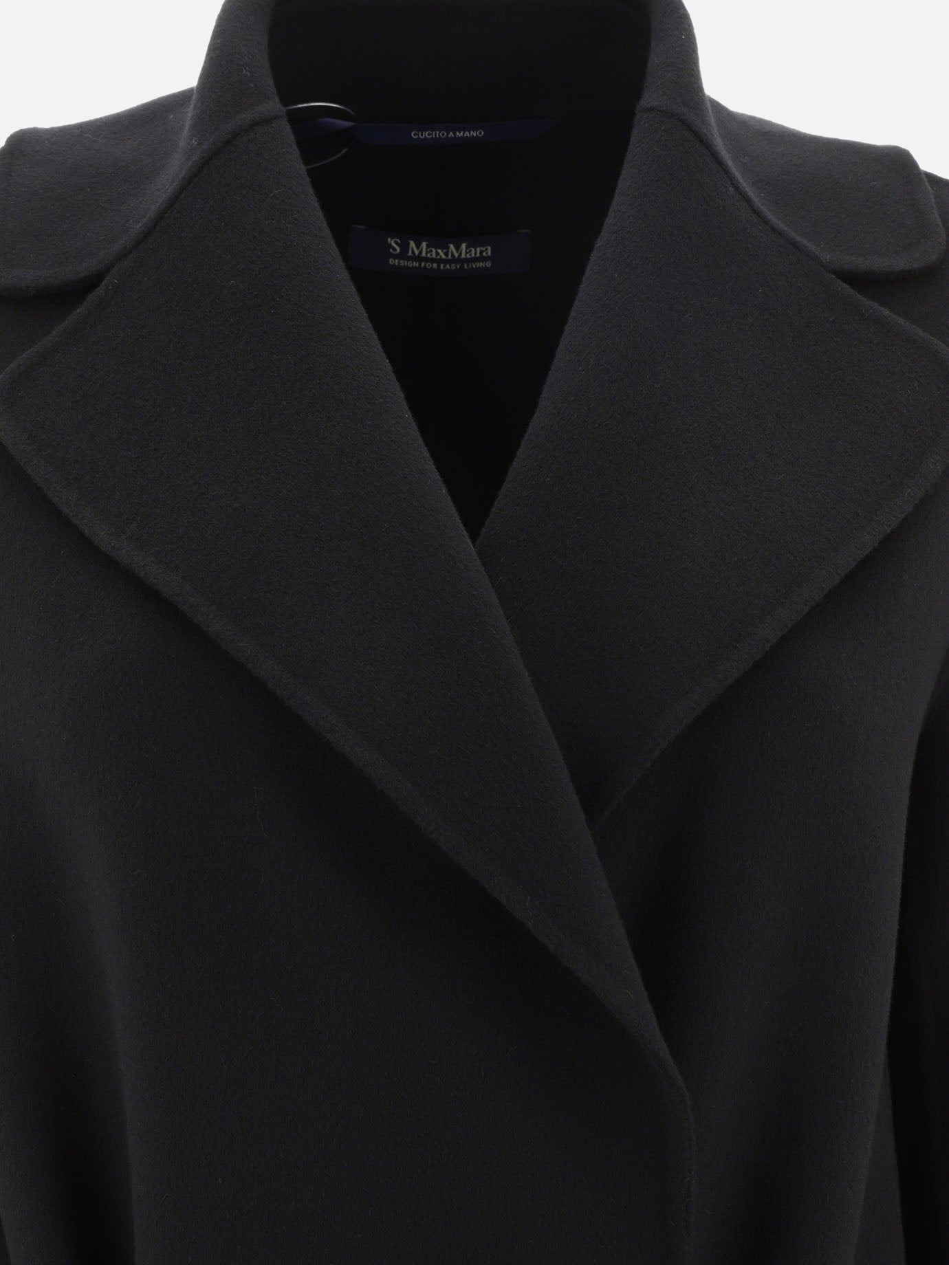 Max Mara S "Poldo" wool belted coat Black