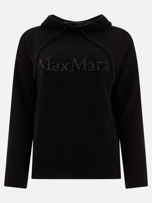 Max Mara S "Gorizia" knit hoodie in wool and cashmere Black