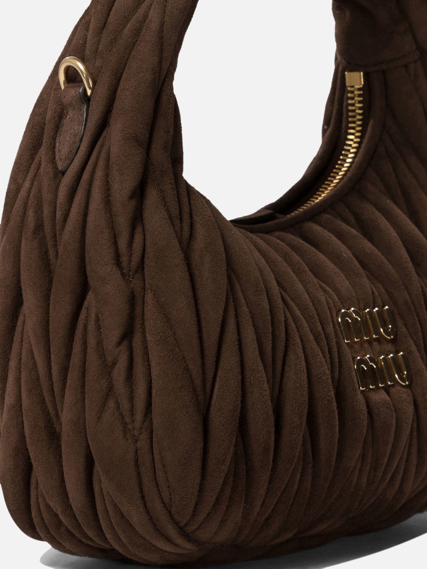 Miu Miu Wander matelassé suede hobo bag Brown