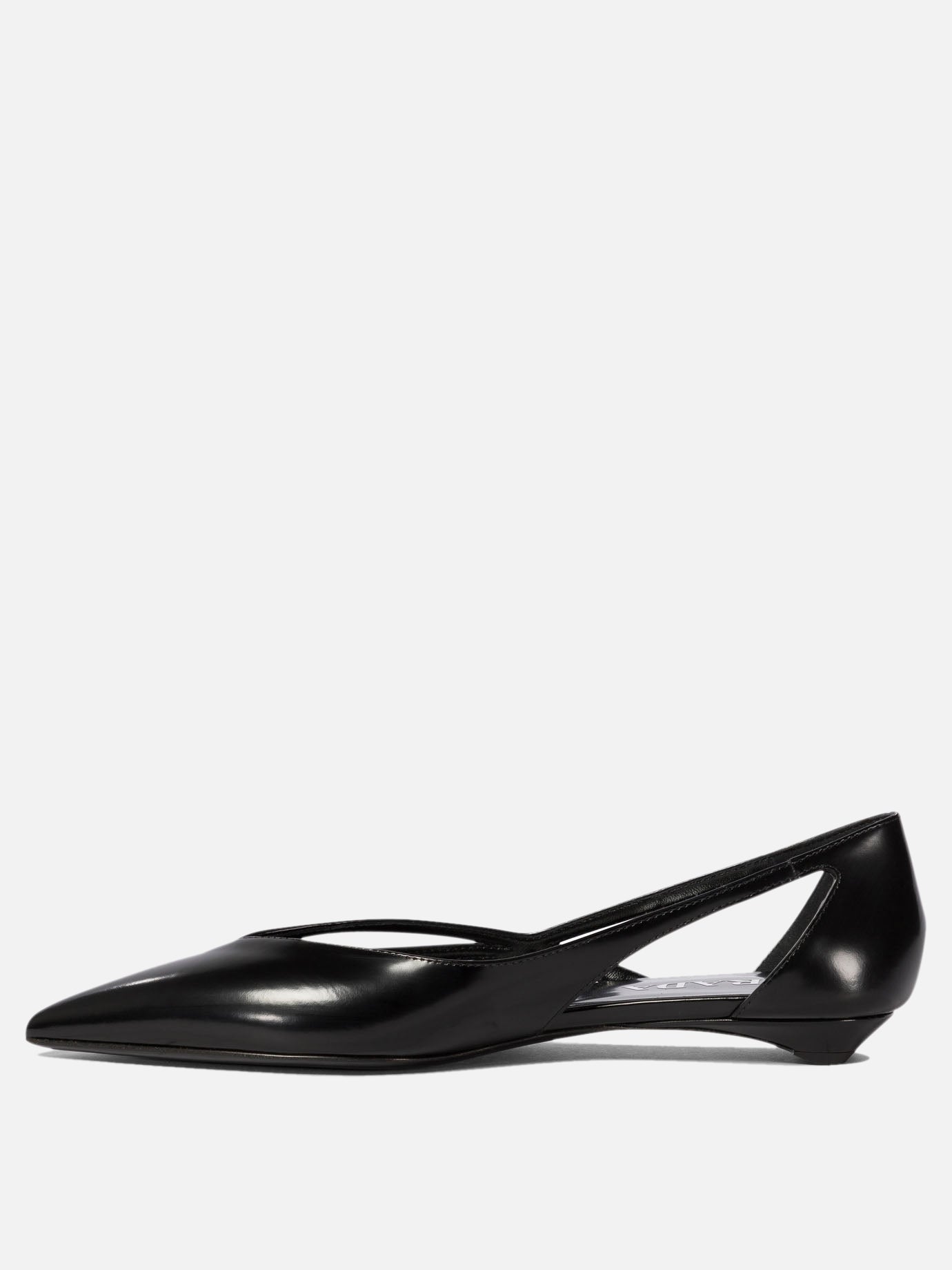 Brushed leather cut-out ballerinas