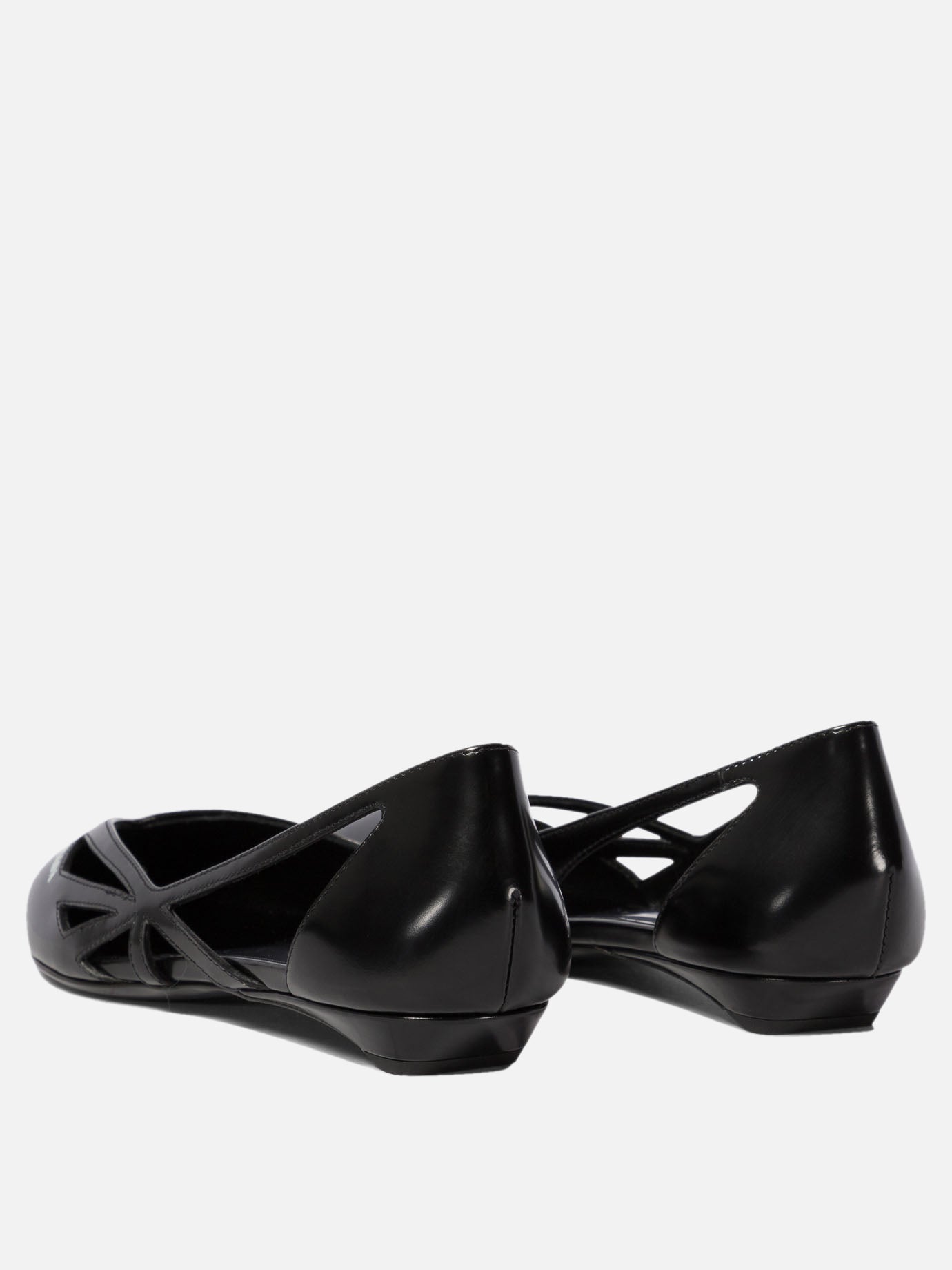 Brushed leather cut-out ballerinas