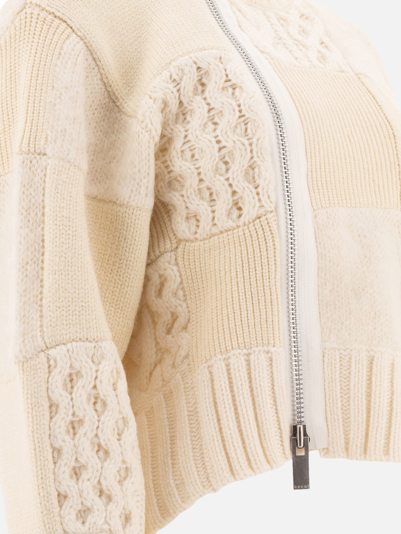 Sacai Patchwork cardigan White