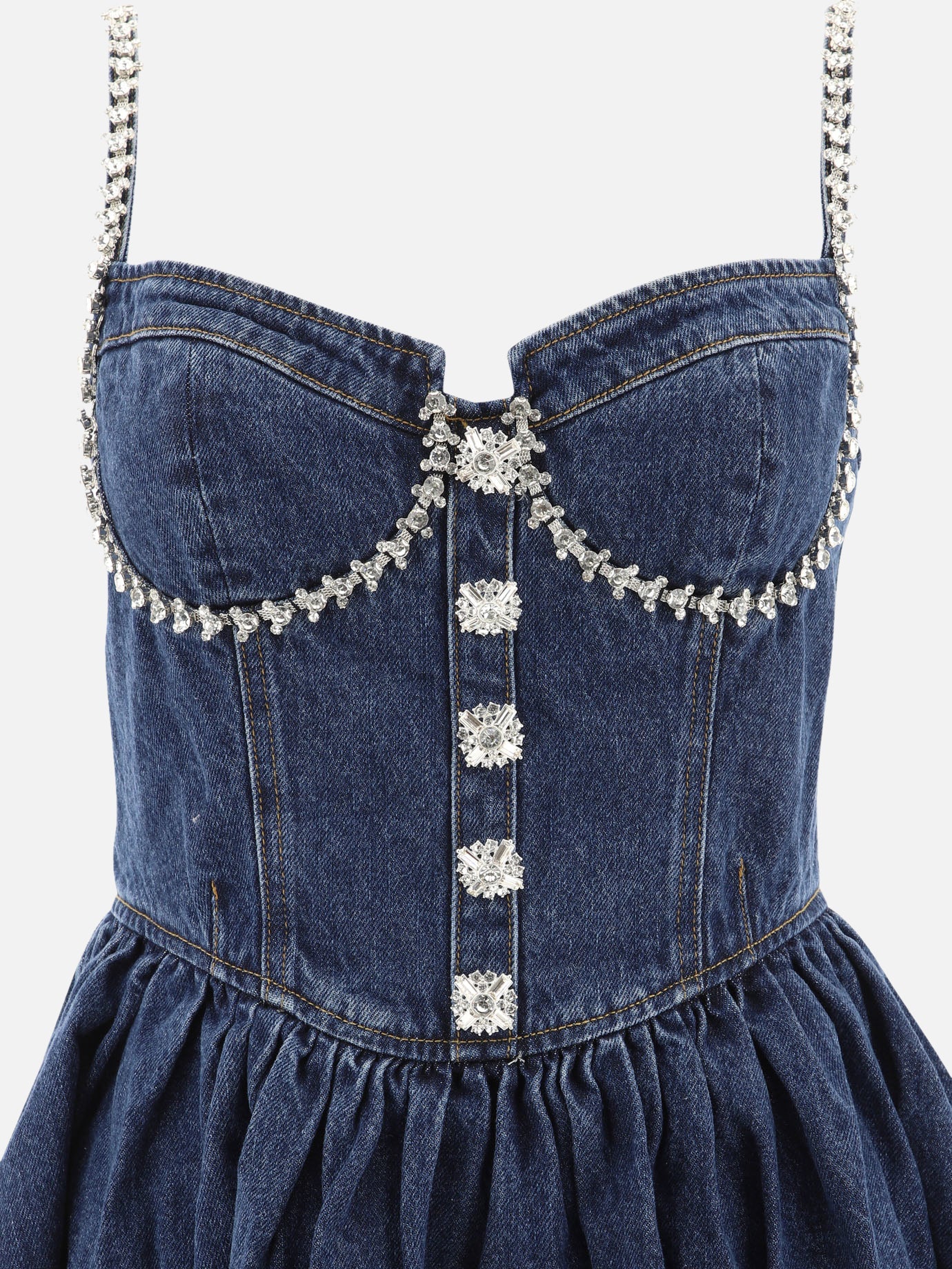 Diamante denim flared dress