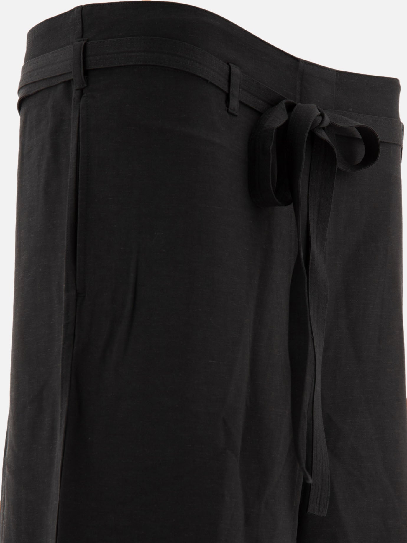 Toteme Wide leg trousers in fluid viscose and linen Black