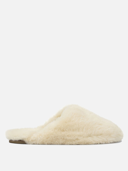 Slippers 100% shearling on calf leather - 100% leather  White - Aeyde Women | PLP | VIETTI Online Store 

