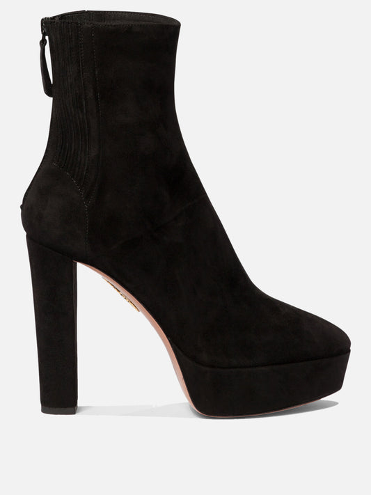 Zipped boots 100% kid suede leather - 100% calf leather  Black - Aquazzura Women | VIETTI Online Store 
