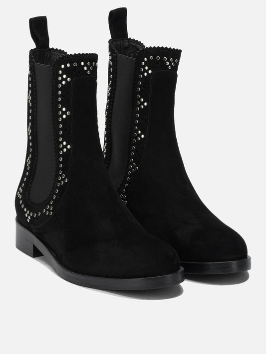 Pull-on boots 80% kid suede leather 20% viscose - 100% calf leather  Black - Aquazzura Women | VIETTI Online Store | 2

