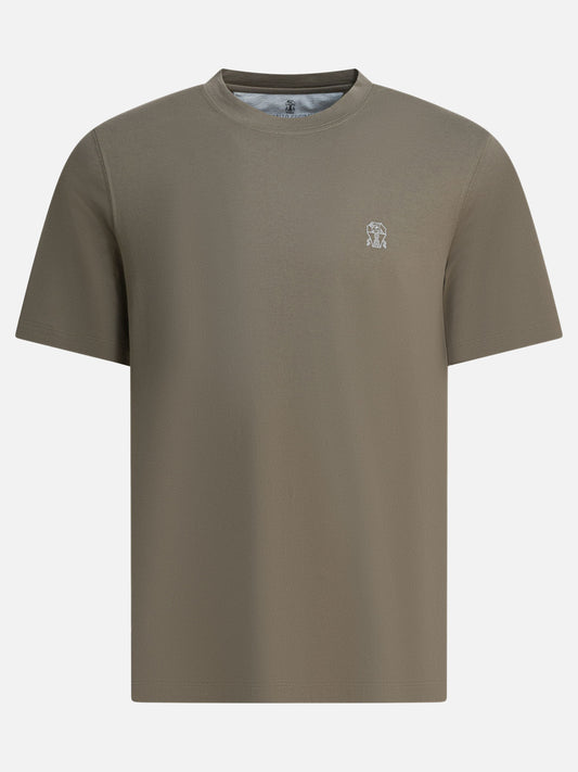 Crewneck t-shirts Logo  Green - Brunello Cucinelli Men | PLP | VIETTI Online Store 
