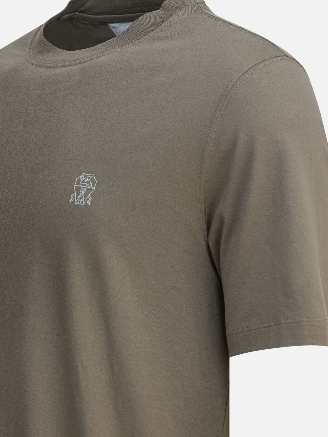 Crewneck t-shirts Logo  Green - Brunello Cucinelli Men | PDP | VIETTI Online Store | Zoom-Modal_4
