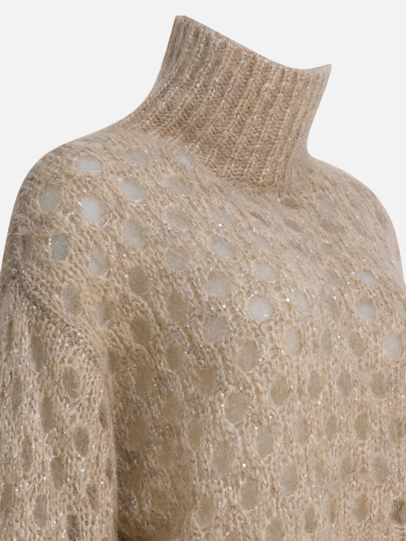 Turtleneck sweaters Solid colour  Beige - Brunello Cucinelli Women | PDP | VIETTI Online Store | thumbnail_4