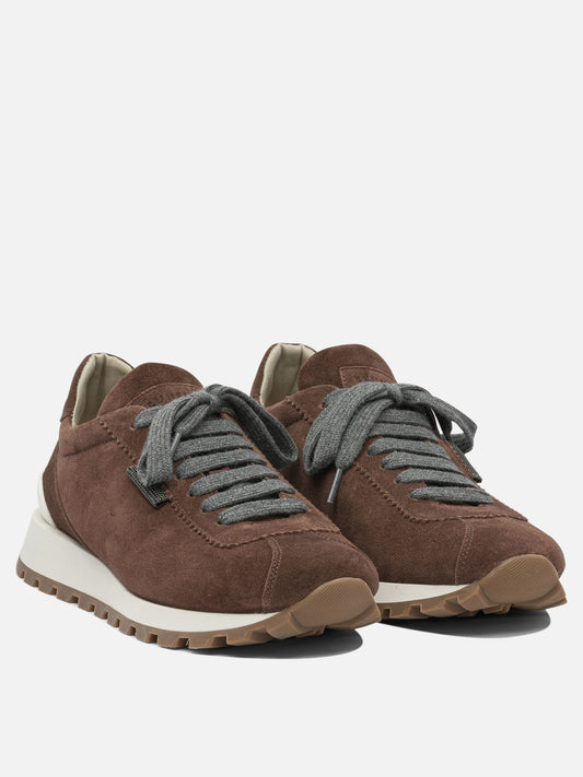 Low top sneakers 100% suede - 100% rubber  Bordeaux - Brunello Cucinelli Women | PLP | VIETTI Online Store | 2
