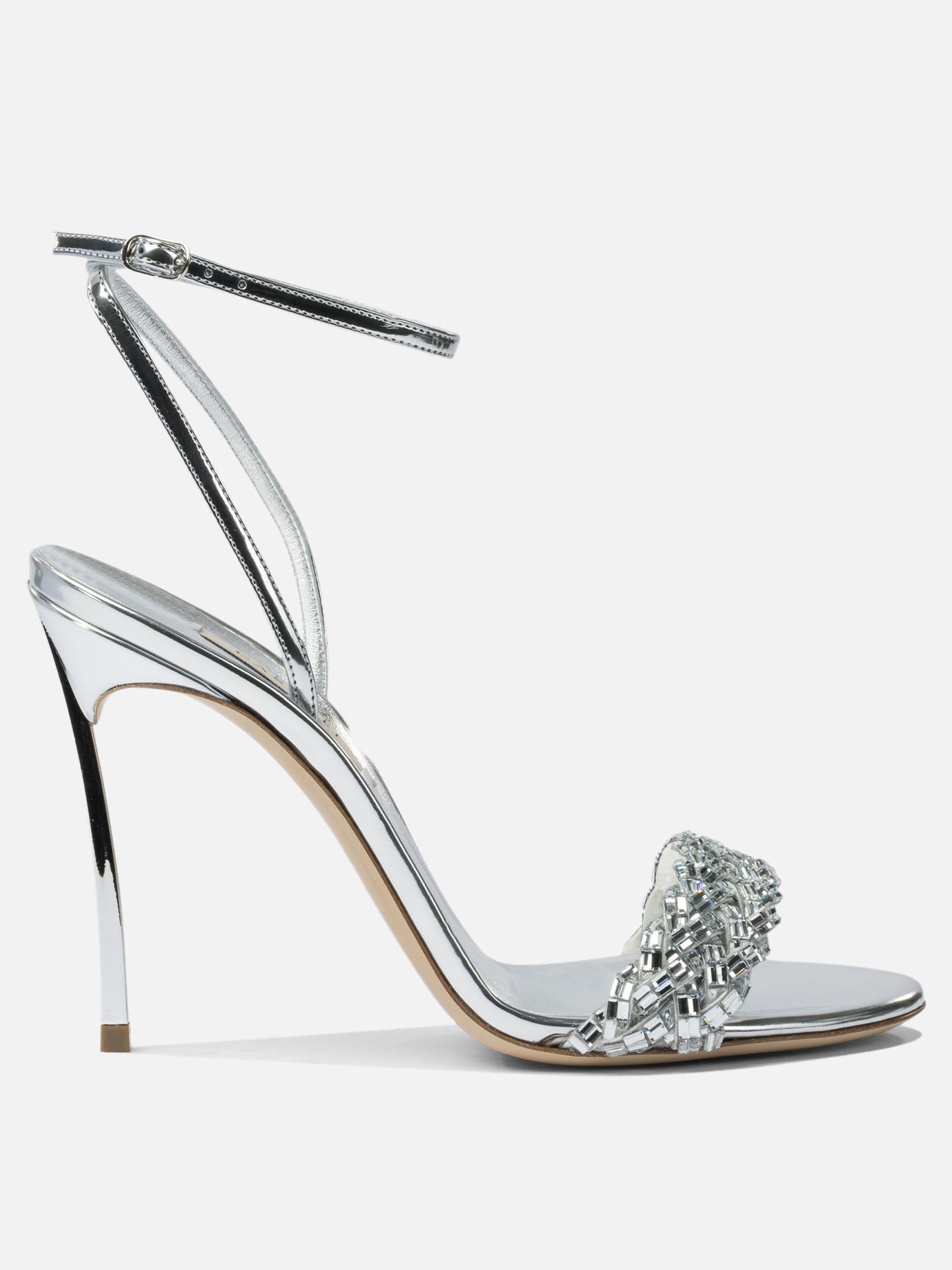 Heeled sandals 100% leather - 100% leather  Silver - Casadei Women | PDP | VIETTI Online Store | thumbnail