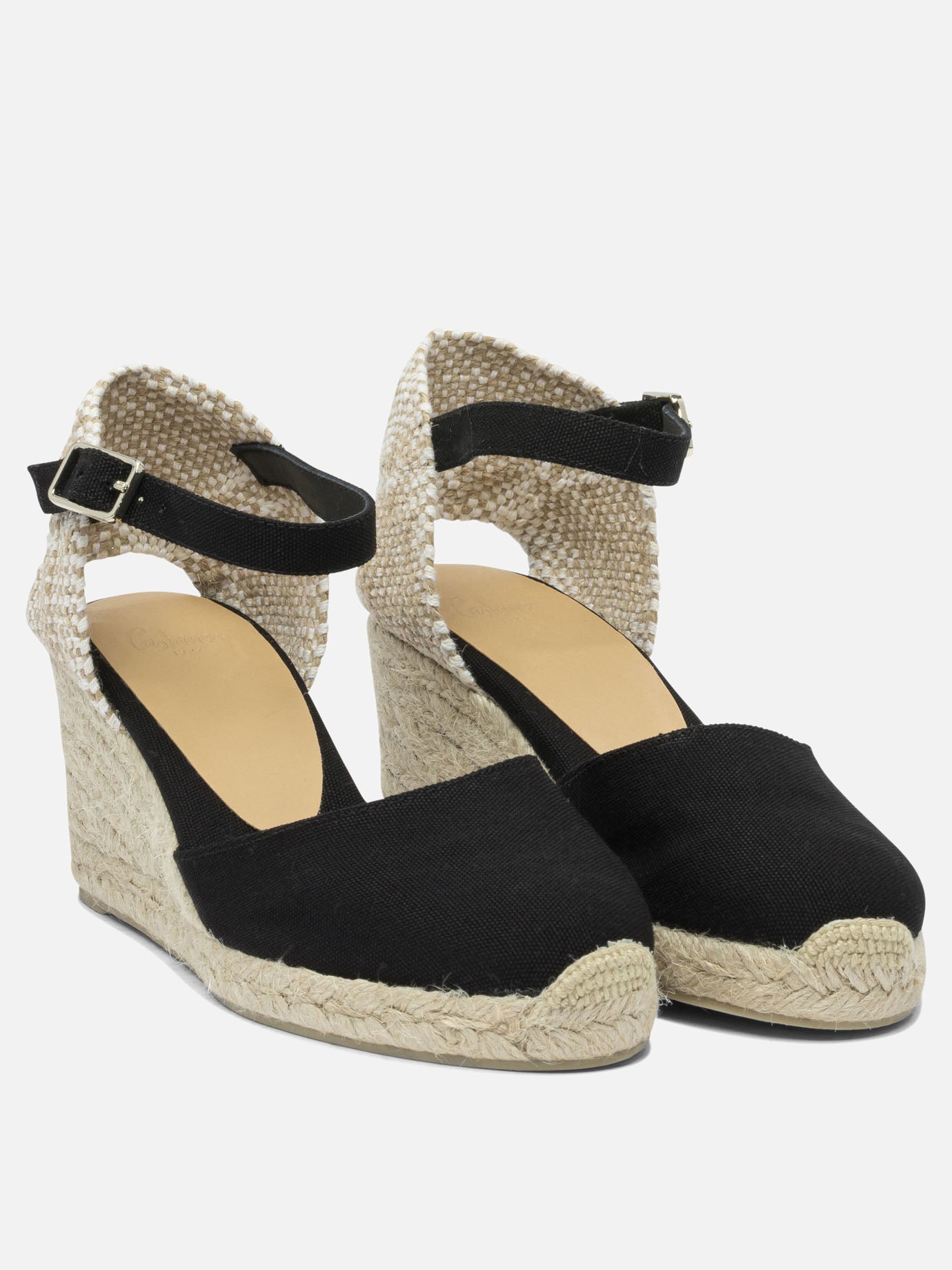 Heeled espadrilles 100% cotton - 100% rubber  Black - Castañer Women | PDP | VIETTI Online Store | thumbnail_2