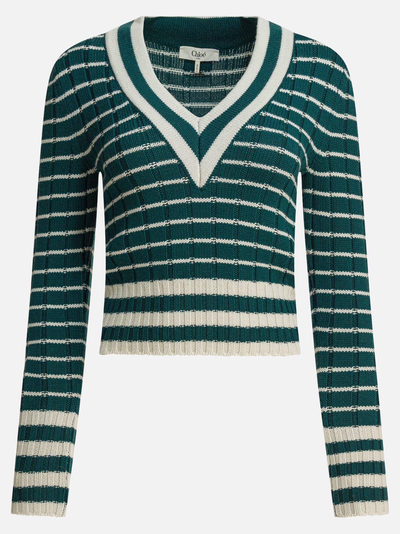 V neck sweaters Striped  Green - Chloé Women | PDP | VIETTI Online Store | Zoom-Modal
