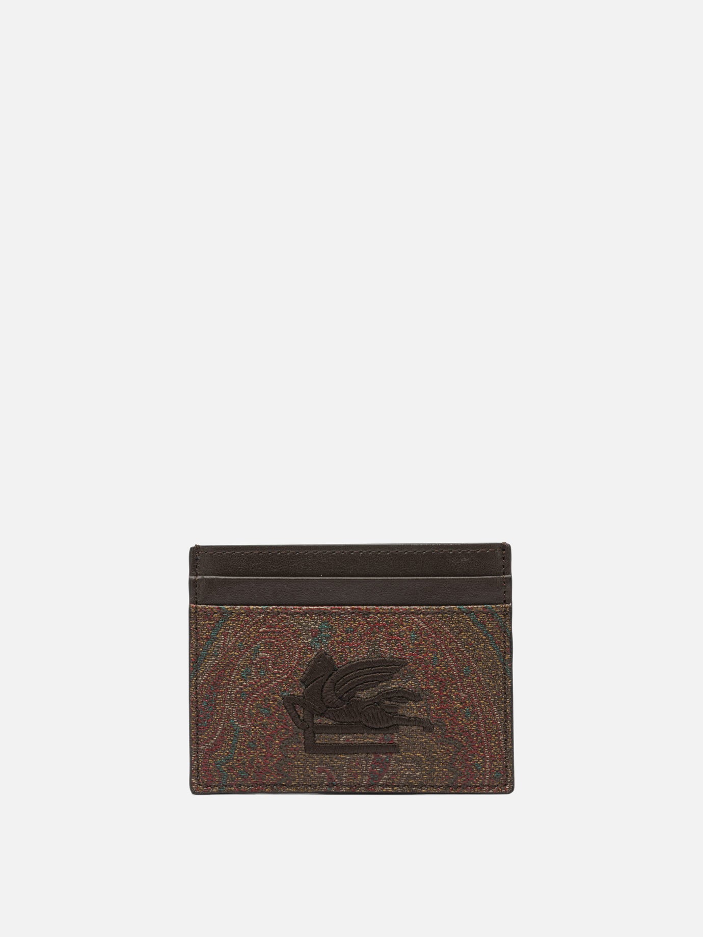 Etro "Arnica" card holder with Pegasus Bordeaux