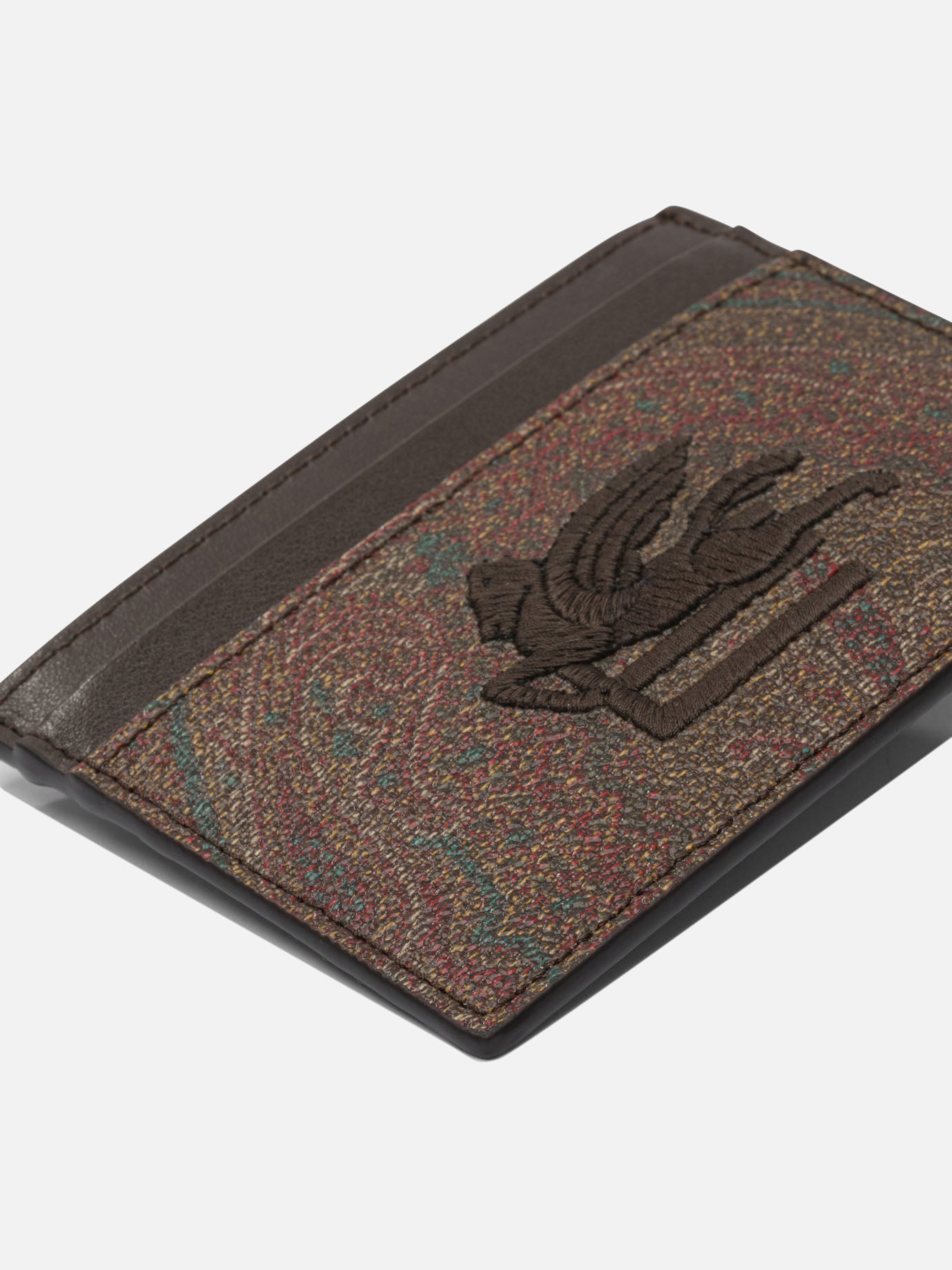 Etro "Arnica" card holder with Pegasus Bordeaux