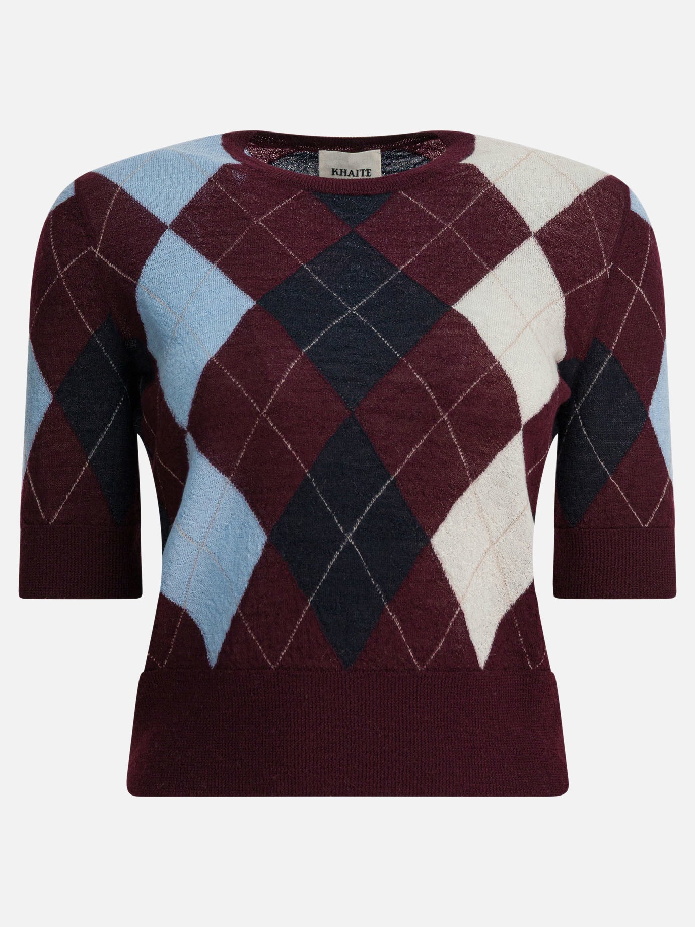 Crewneck sweaters Argyle  Bordeaux - Khaite Women | PDP | VIETTI Online Store | thumbnail