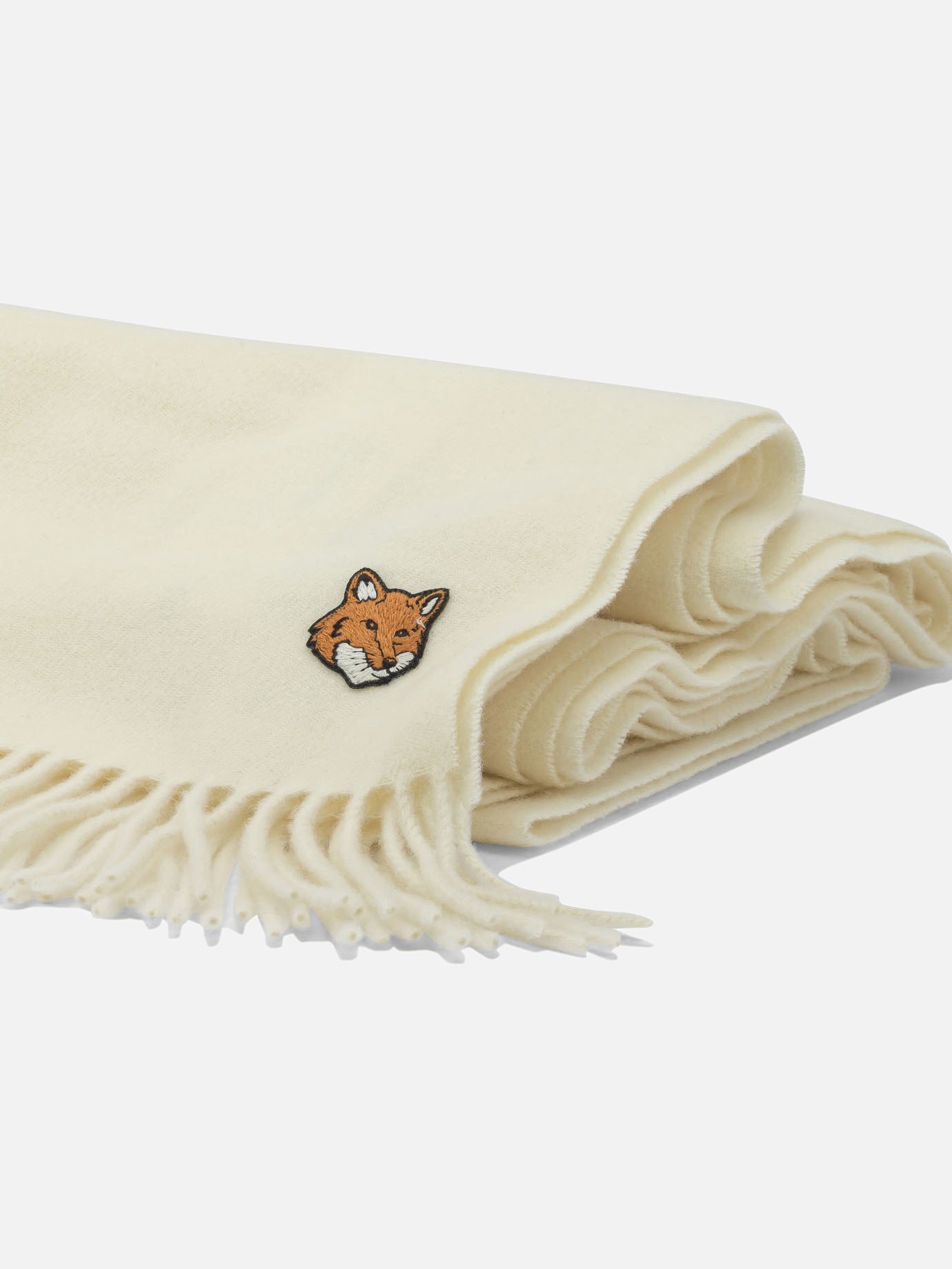 Fringed scarves Logo  White - Maison Kitsuné Men | PDP | VIETTI Online Store | Zoom-Modal_2
