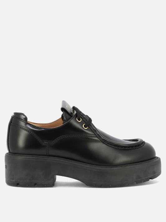 Laced loafers 100% calf leather - 100% calf leather  Black - Miu Miu Women | PLP | VIETTI Online Store 
