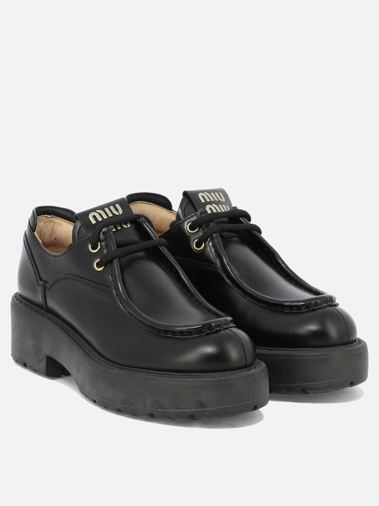 Laced loafers 100% calf leather - 100% calf leather  Black - Miu Miu Women | PLP | VIETTI Online Store | 2
