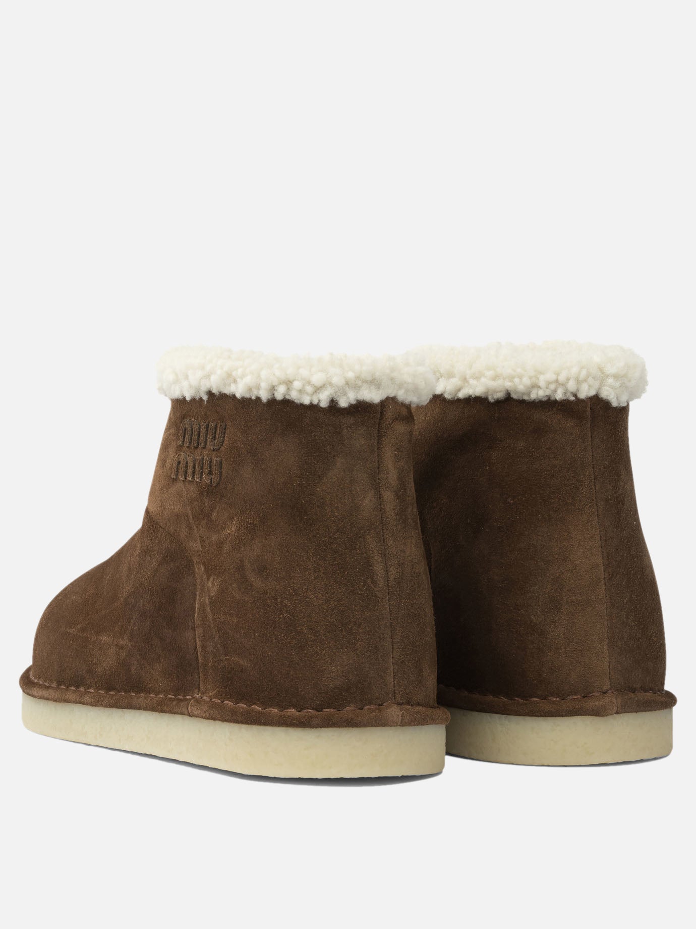 Pull-on boots 100% calf leather - 100% ovis aries  Brown - Miu Miu Women | PDP | VIETTI Online Store | thumbnail_4