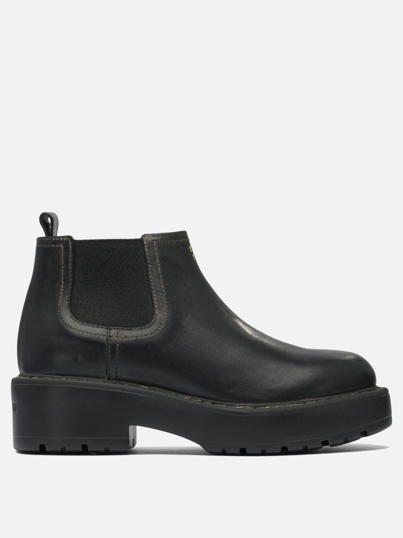 Chelsea boots 100% leather - 100% rubber  Black - Miu Miu Women | PDP | VIETTI Online Store | thumbnail