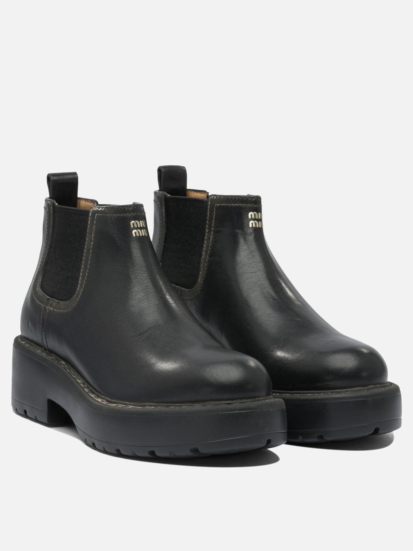 Chelsea boots 100% leather - 100% rubber  Black - Miu Miu Women | PDP | VIETTI Online Store | thumbnail_2