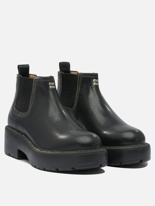 Chelsea boots 100% leather - 100% rubber  Black - Miu Miu Women | PLP | VIETTI Online Store | 2
