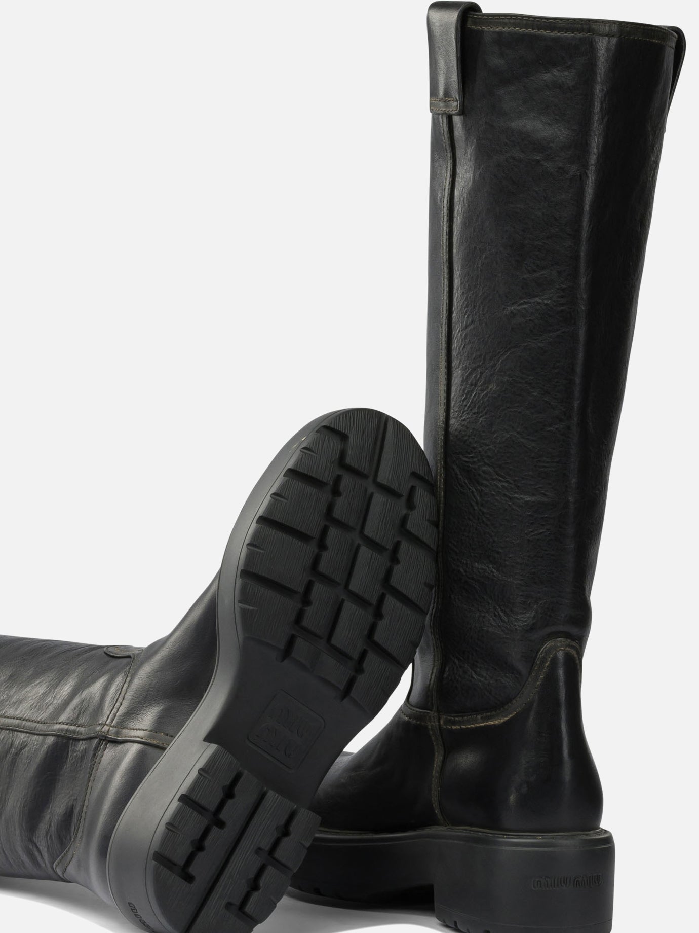 Knee-high 100% calf leather - 100% rubber  Black - Miu Miu Women | PDP | VIETTI Online Store | Zoom-Modal_5
