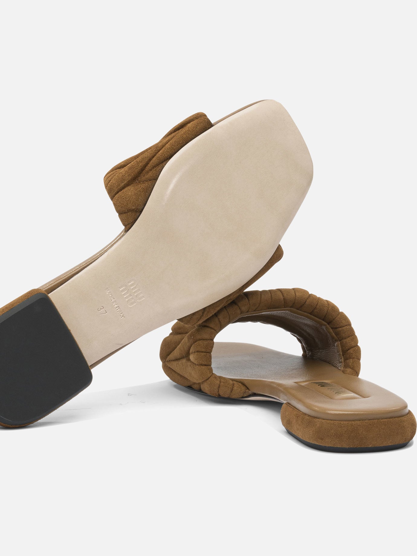 Flat sandals 100 % calf leather  Brown - Miu Miu Women | PDP | VIETTI Online Store | thumbnail_5