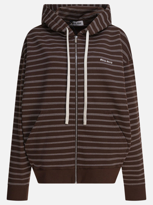 Full zip sweatshirts Striped  Brown - Miu Miu Women | PDP | VIETTI Online Store 
