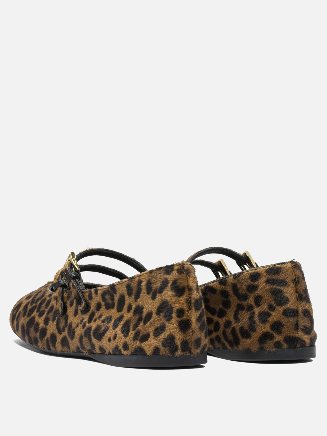 Prada Leather ballet flats with animal print 14628179_36 Brown thumbnail_4