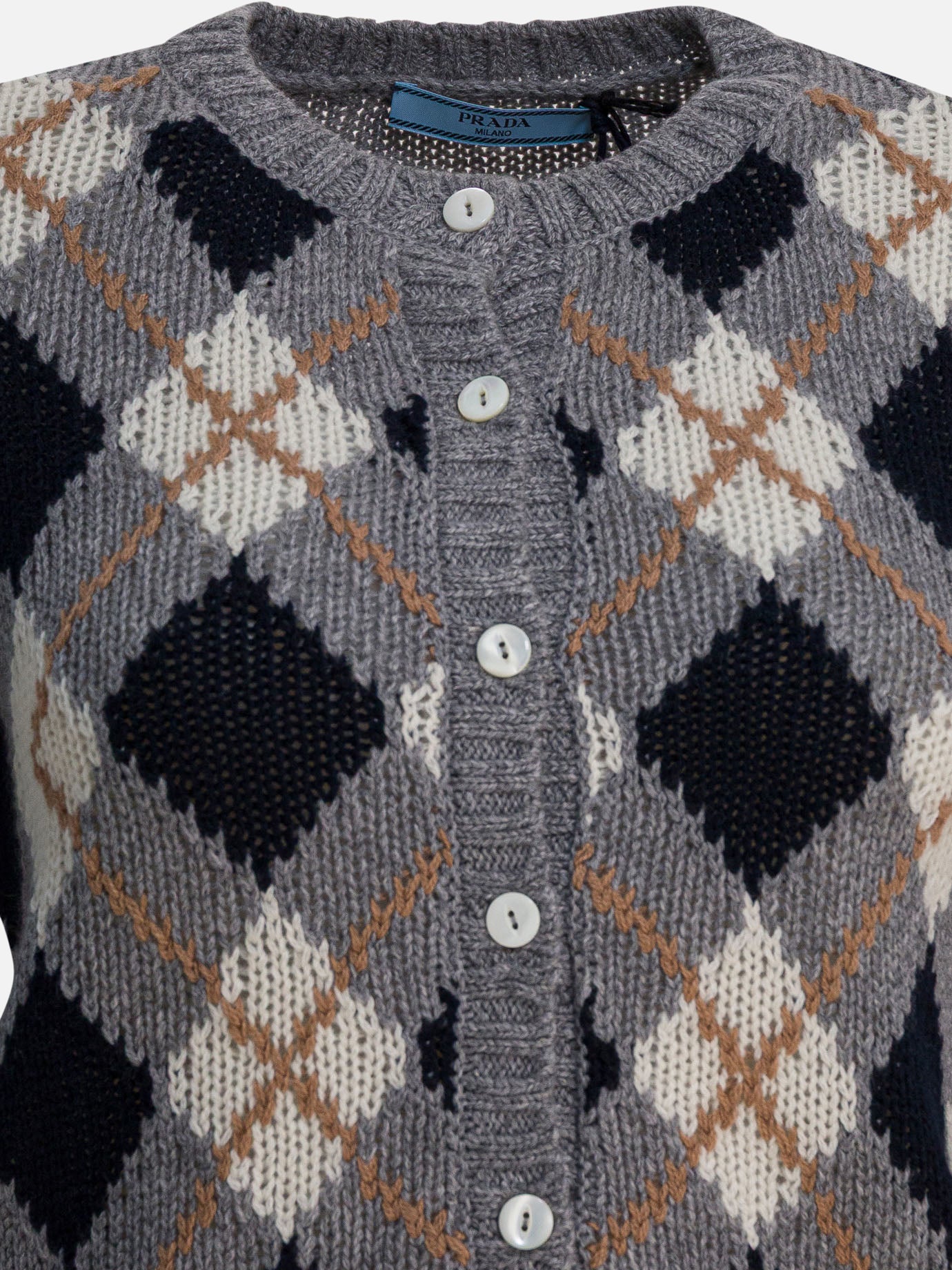 Cardigans Textured knit  Grey - Prada Women | PDP | VIETTI Online Store | thumbnail_3