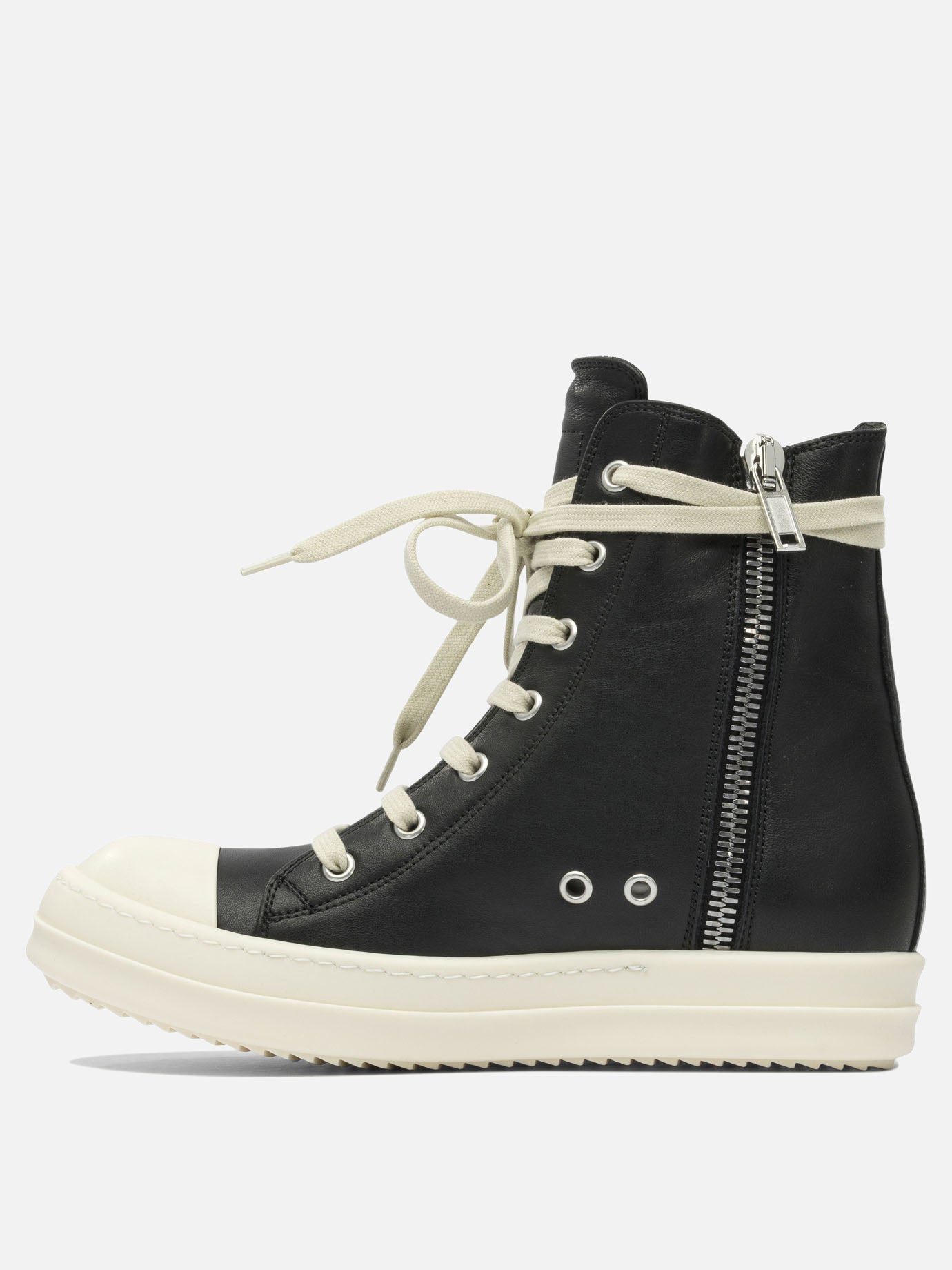 High top sneakers 100% leather - 100% rubber  Black - Rick Owens Women | PDP | VIETTI Online Store | thumbnail_3